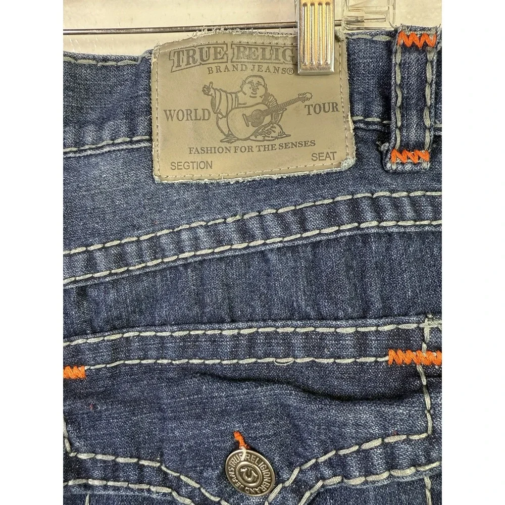Vtg True Religion World Tour Jeans Mens 42x32 Embroidered Patch USA‎ Grunge Hip